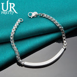 925 Silver Box Tube Chain Bracelet for Women