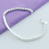 925 Silver Box Tube Chain Bracelet for Women