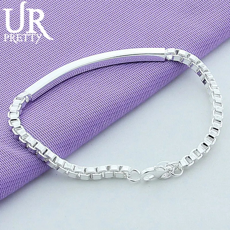 925 Silver Box Tube Chain Bracelet for Women