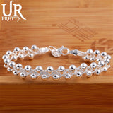 925 Silver Braided Grape Beads Bracelet Wedding Jewelry