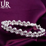 925 Silver Braided Grape Beads Bracelet Wedding Jewelry