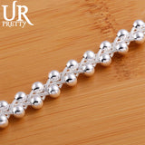 925 Silver Braided Grape Beads Bracelet Wedding Jewelry