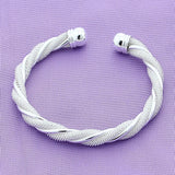 925 Silver Braided Mesh Adjustable Bangle Bracelet for Women