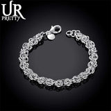 925 Silver Charm Chain Bracelet Engagement Wedding Jewelry