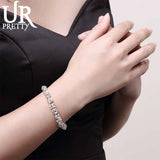 925 Silver Charm Chain Bracelet Engagement Wedding Jewelry