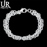 925 Silver Charm Chain Bracelet Engagement Wedding Jewelry