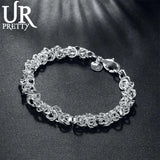 925 Silver Charm Chain Bracelet Engagement Wedding Jewelry