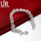 925 Silver Charm Chain Bracelet Engagement Wedding Jewelry