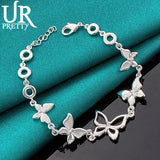 925 Silver Butterfly Bracelet Chain Wedding Party Jewelry Christmas Gift