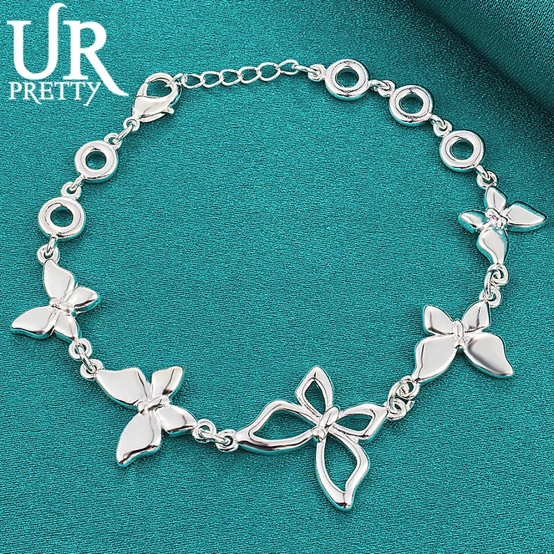 925 Silver Butterfly Bracelet Chain Wedding Party Jewelry Christmas Gift