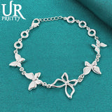 925 Silver Butterfly Bracelet Chain Wedding Party Jewelry Christmas Gift