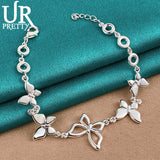 925 Silver Butterfly Bracelet Chain Wedding Party Jewelry Christmas Gift