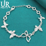 925 Silver Butterfly Bracelet Chain Wedding Party Jewelry Christmas Gift