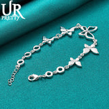 925 Silver Butterfly Bracelet Chain Wedding Party Jewelry Christmas Gift