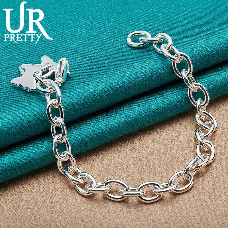 925 Sterling Silver Butterfly Chain Bracelet Wedding Engagement Charm Jewelry