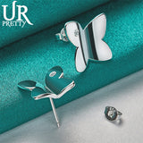 925 Silver Butterfly Zircon Stud Earrings