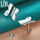 925 Silver Butterfly Zircon Stud Earrings