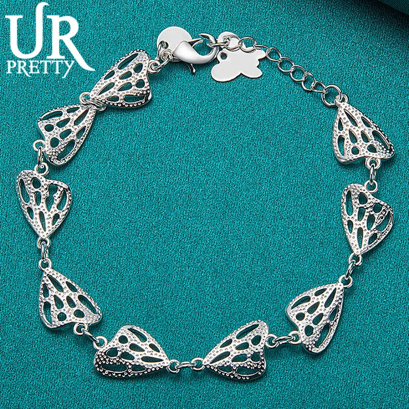 925 Silver Butterfly Wing Chain Bracelet Wedding Engagement Party Jewelry