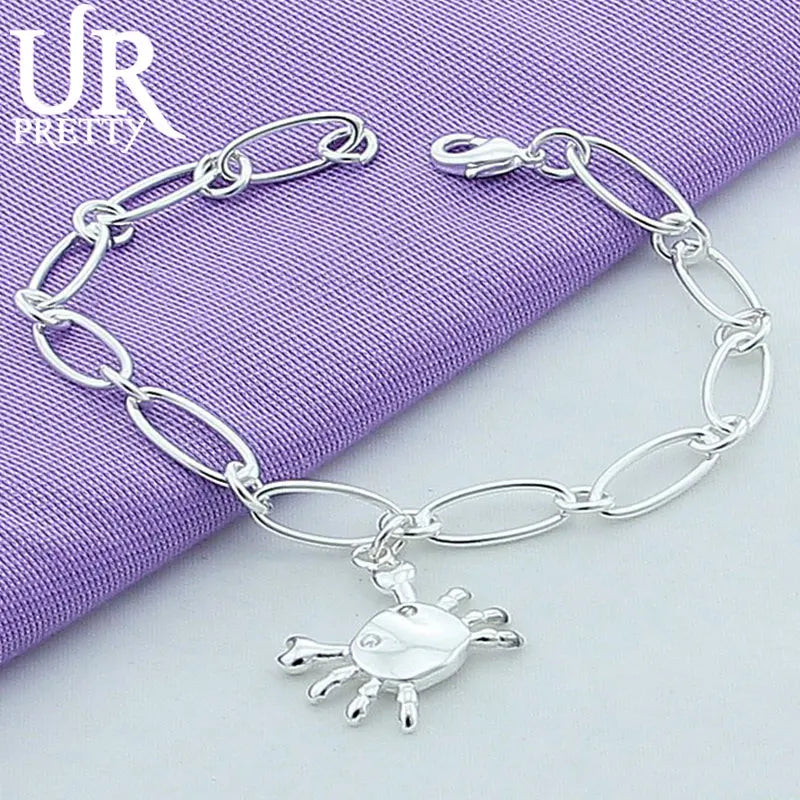 925 Sterling Silver Chain Crab Bracelet For Men Women Party Wedding Charm