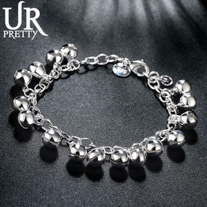 925 Silver Charm Bell Chain Bracelet For Women
