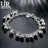 925 Silver Charm Bell Chain Bracelet For Women