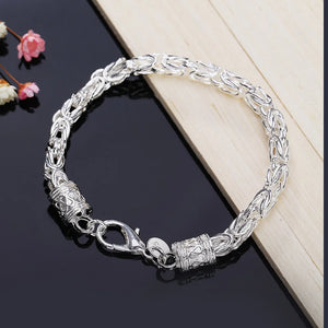 925 Sterling Silver Charm Faucet Chain Bracelet For Women