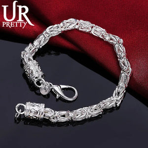 925 Sterling Silver Charm Faucet Chain Bracelet For Women