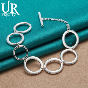 925 Silver Circle Chain Bracelet Men Women Wedding Party Jewelry