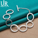 925 Silver Circle Chain Bracelet Men Women Wedding Party Jewelry