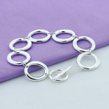 925 Sterling Silver Circle Chain Bracelet Wedding Party Engagement