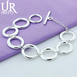 925 Sterling Silver Circle Chain Bracelet Wedding Party Engagement