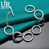 925 Sterling Silver Circle Chain Bracelet Wedding Party Engagement