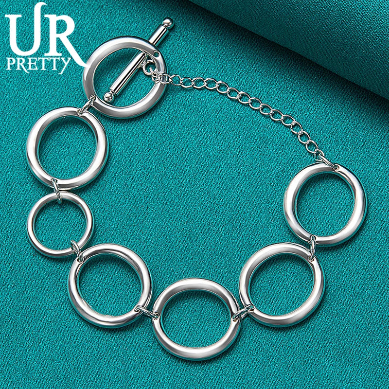 925 Silver Circle Chain Bracelet Men Women Wedding Party Jewelry