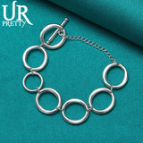 925 Silver Circle Chain Bracelet Men Women Wedding Party Jewelry