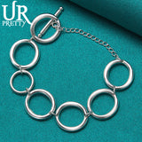 925 Silver Circle Chain Bracelet Men Women Wedding Party Jewelry