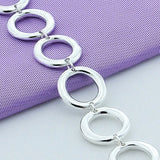 925 Sterling Silver Circle Chain Bracelet Wedding Party Engagement