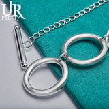 925 Silver Circle Chain Bracelet Men Women Wedding Party Jewelry