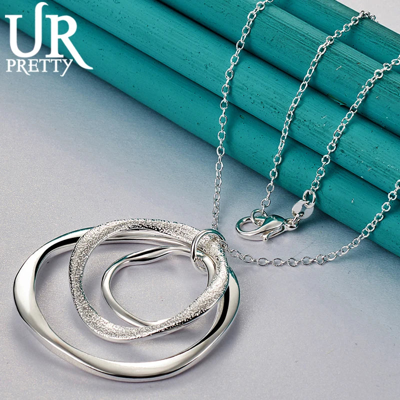 925 Silver Circle Pendant Necklace Snake Chain Wedding Jewelry