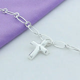 925 Silver Cross Oval Multi-Circle Chain Bracelet for Men Women
