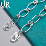925 Sterling Silver Cross Oval Multi-Circle Chain Bracelet
