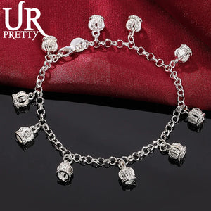 925 Silver Crown Pendant Bracelet for Women Wedding Jewelry