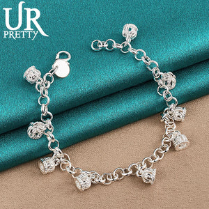 925 Silver Crown Pendant Chain Bracelet for Women