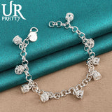 925 Silver Crown Pendant Chain Bracelet for Women