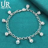 925 Silver Crown Pendant Chain Bracelet for Women