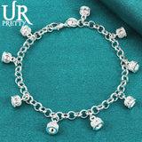 925 Silver Crown Pendant Chain Bracelet for Women