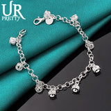 925 Silver Crown Pendant Chain Bracelet for Women