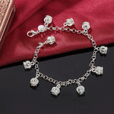 925 Silver Crown Pendant Bracelet for Women Wedding Jewelry