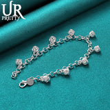 925 Silver Crown Pendant Chain Bracelet for Women