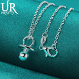 925 Silver Pacifier Pendant Necklace Chain for Women