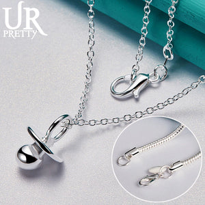 925 Silver Pacifier Pendant Necklace Chain for Women